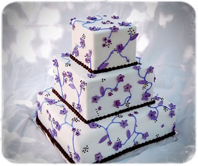 purple and yellow wedding cake