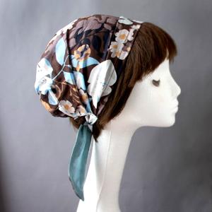 brown floral head scarf 